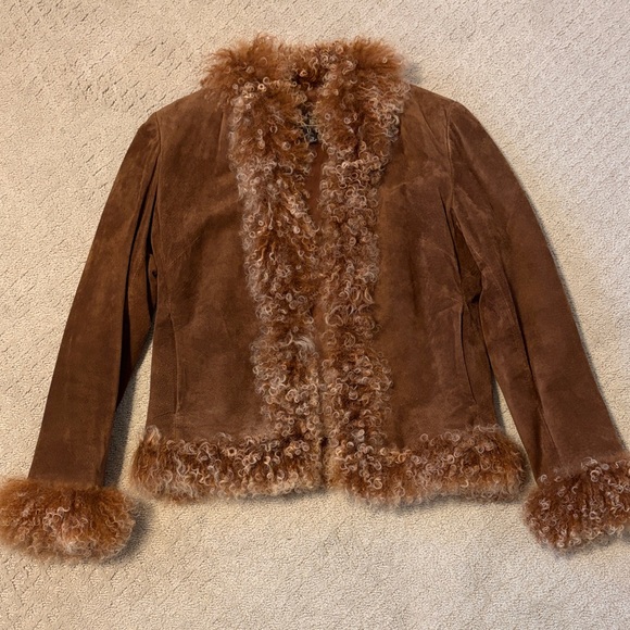 Siena Studio Jackets & Blazers - Women’s Brown Suede Shearling Trim Jacket vintage
